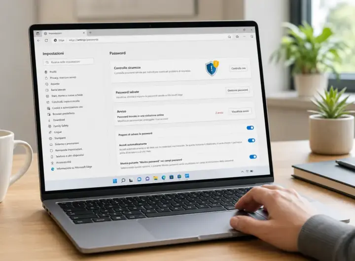 Laptop con impostazioni password del browser